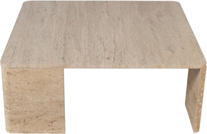 Meridian Furniture Livorno Handcrafted Stone Top Coffee Table Art Deco Accent for Modern Living Rooms Natural Travertine 99007Travertine-CT