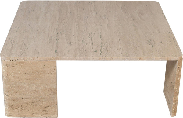 Meridian Furniture Livorno Handcrafted Stone Top Coffee Table Art Deco Accent for Modern Living Rooms Natural Travertine 99007Travertine-CT