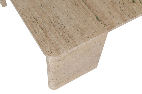 Meridian Furniture Livorno Handcrafted Stone Top Coffee Table Art Deco Accent for Modern Living Rooms Natural Travertine 99007Travertine-CT
