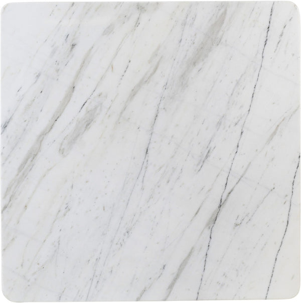 Meridian Furniture Livorno Handcrafted Stone Top Coffee Table Art Deco Accent for Modern Living Rooms White Genuine Marble 99007White-CT