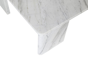 Meridian Furniture Livorno Handcrafted Stone Top Coffee Table Art Deco Accent for Modern Living Rooms White Genuine Marble 99007White-CT