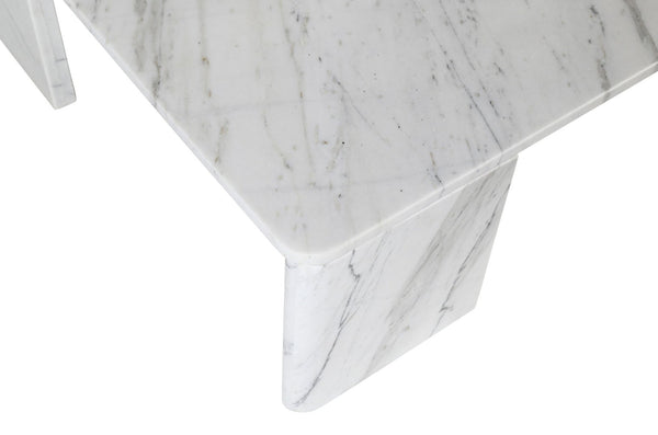 Meridian Furniture Livorno Handcrafted Stone Top Coffee Table Art Deco Accent for Modern Living Rooms White Genuine Marble 99007White-CT