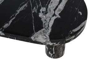 Meridian Furniture Messina Genuine Marble Coffee Table with Sculptural Triple Column Base for Modern Living Rooms Black Genuine Marble 99008Black-CT