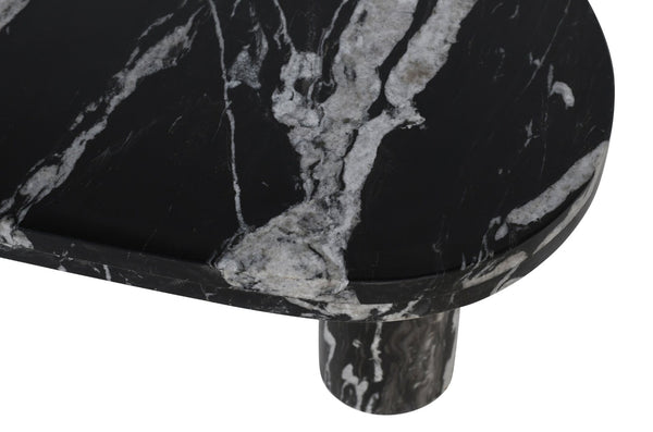 Meridian Furniture Messina Genuine Marble Coffee Table with Sculptural Triple Column Base for Modern Living Rooms Black Genuine Marble 99008Black-CT