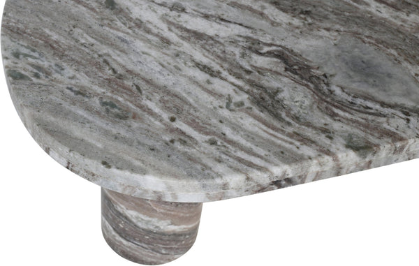 Meridian Furniture Messina Genuine Marble Coffee Table with Sculptural Triple Column Base for Modern Living Rooms Brown Genuine Marble 99008Brown-CT