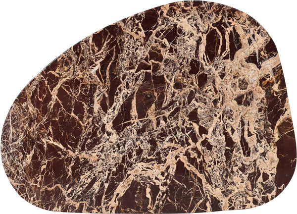 Meridian Furniture Messina Genuine Marble Coffee Table with Sculptural Triple Column Base for Modern Living Rooms Burgundy Genuine Marble 99008Cherry-CT