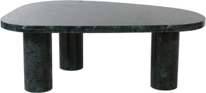 Meridian Furniture Messina Genuine Marble Coffee Table with Sculptural Triple Column Base for Modern Living Rooms Green Genuine Marble 99008Green-CT