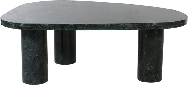 Meridian Furniture Messina Genuine Marble Coffee Table with Sculptural Triple Column Base for Modern Living Rooms Green Genuine Marble 99008Green-CT