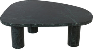 Meridian Furniture Messina Genuine Marble Coffee Table with Sculptural Triple Column Base for Modern Living Rooms Green Genuine Marble 99008Green-CT