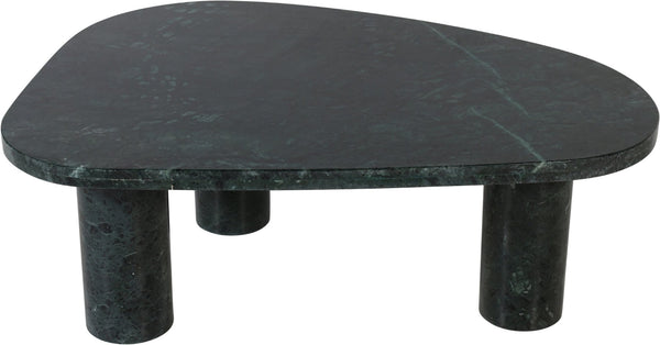 Meridian Furniture Messina Genuine Marble Coffee Table with Sculptural Triple Column Base for Modern Living Rooms Green Genuine Marble 99008Green-CT