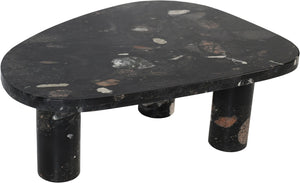 Meridian Furniture Messina Genuine Marble Coffee Table with Sculptural Triple Column Base for Modern Living Rooms Stone Granite 99008Pebble-CT