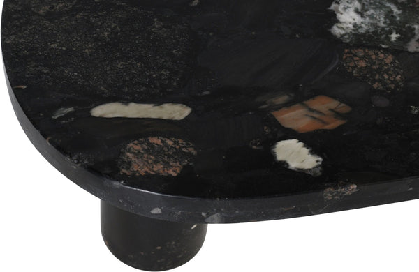 Meridian Furniture Messina Genuine Marble Coffee Table with Sculptural Triple Column Base for Modern Living Rooms Stone Granite 99008Pebble-CT
