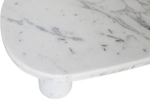 Meridian Furniture Messina Genuine Marble Coffee Table with Sculptural Triple Column Base for Modern Living Rooms White Genuine Marble 99008White-CT