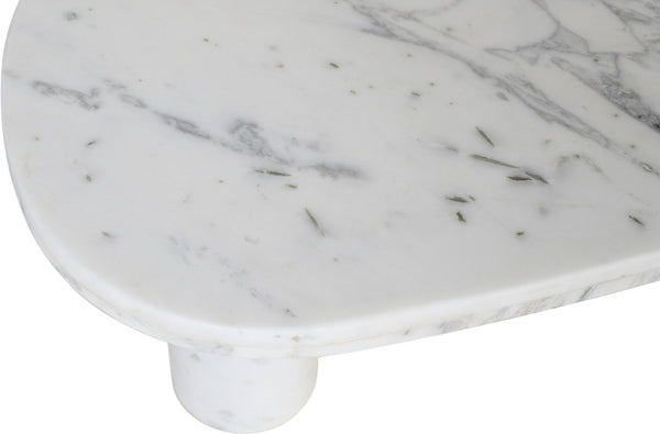 Meridian Furniture Messina Genuine Marble Coffee Table with Sculptural Triple Column Base for Modern Living Rooms White Genuine Marble 99008White-CT