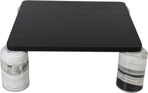 Meridian Furniture Ferrara Art Deco Square Coffee Table with Stone Base and Oak Top for Stylish Living Room Decor Panda 99009Panda-CT