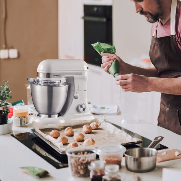 English Elm Geek Chef Tilt-head Stand Mixer Copper Motor Planetary Action 4.8qt Stainless Bowl White W1002P416197