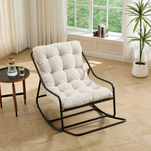 English Elm Outdoor Rocking Chair Steel Frame Corduroy Cushion Modern Armless Patio Lounge Seat W640P443543