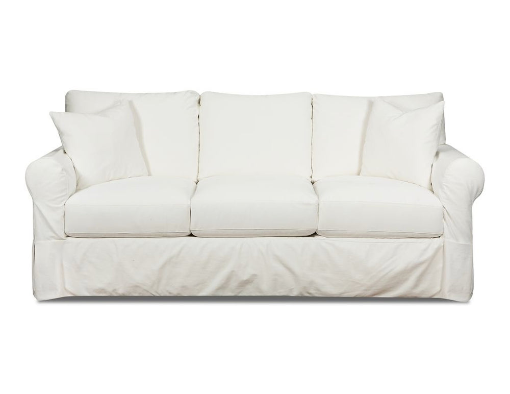 Fusion Sutton Snow Slip Cover Sofa - Plush Comfort With Removable, Washable Cover & Durable Design White W ,100% Cotton 9901-00 Sutton Snow Slip Cover Sofa