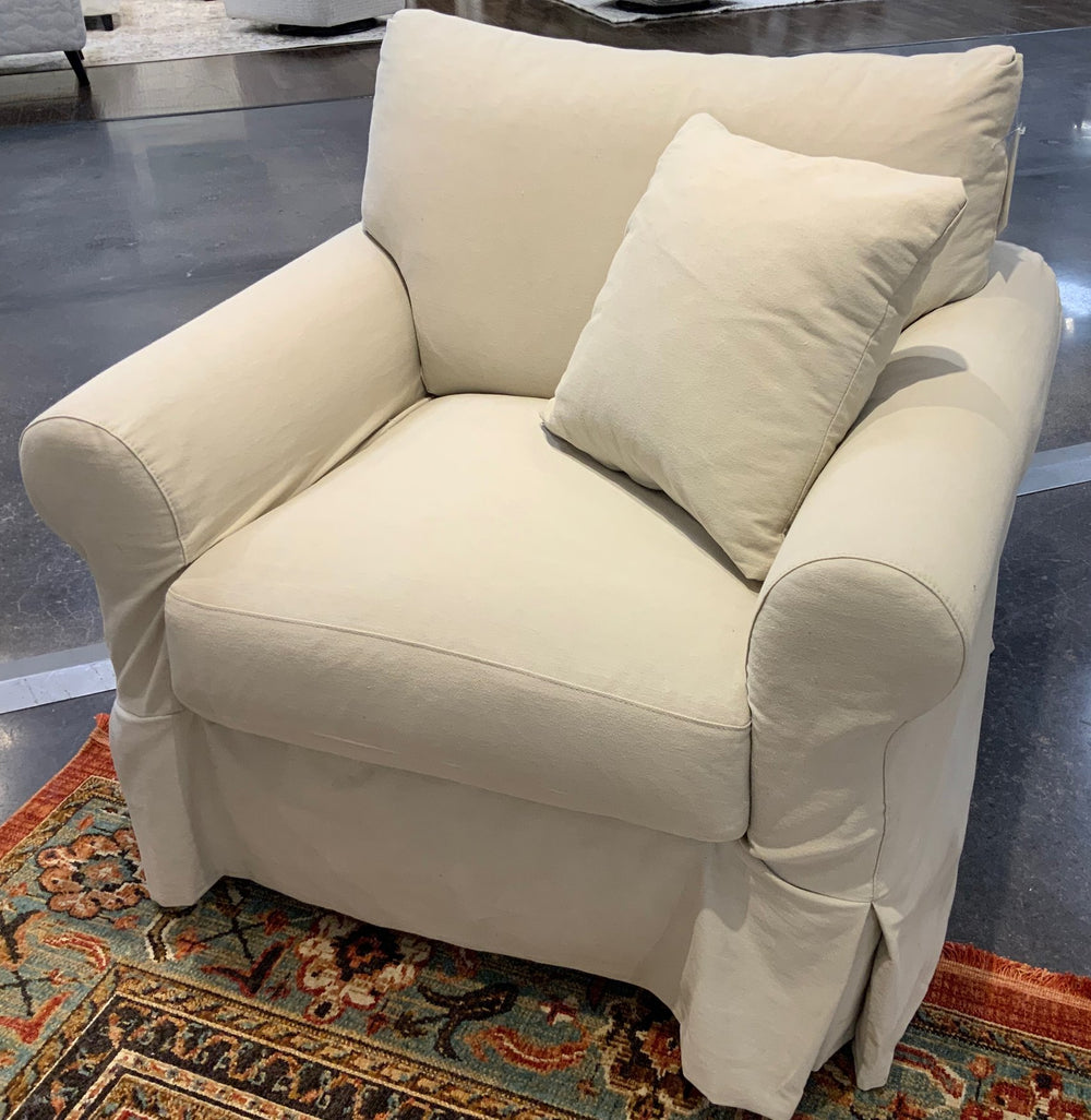 Fusion Sutton Sand Slip Cover Chair & A Half - Plush, Removable Cover, Durable Comfort For Your Space Sand W ,100% Cotton 9901-02 Sutton Sand Slip Cover Chair