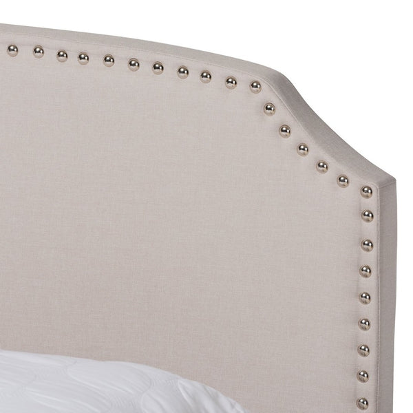 Baxton Studio Baxton Studio Larese Queen Platform Bed: Elegant Beige Upholstered Storage with Silver Accents Larese-Beige-Queen