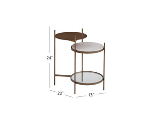 Basset Mirror Felicity Modern Three-tiered Accent Table With Etched Iron & Marble, Stylish Gold Base Design Gold Iron,Glass,Marble 9901-lr-223