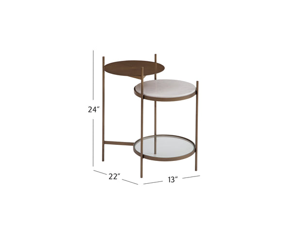 Basset Mirror Felicity Modern Three-tiered Accent Table With Etched Iron & Marble, Stylish Gold Base Design Gold Iron,Glass,Marble 9901-lr-223
