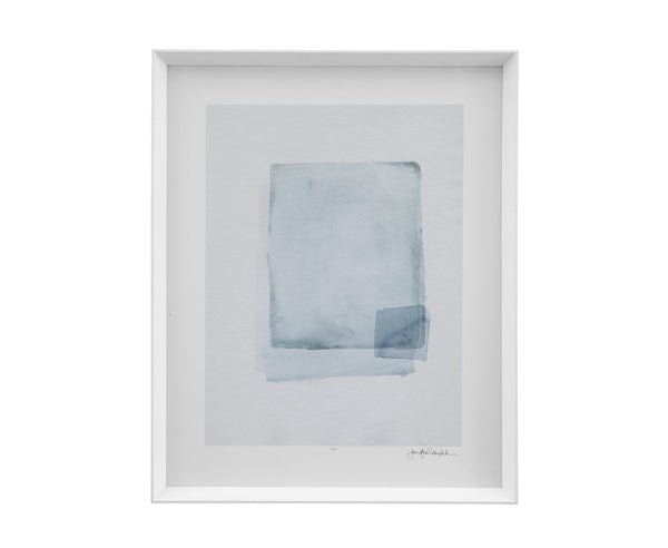 Basset Mirror Water Color Lens Ii Limited Edition Framed Print On Fine Art Cotton Rag Paper With White Molding Blue Wood Frame,Clear Glass 9902-046b