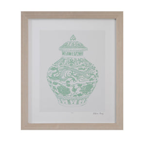 Basset Mirror Mint Limited Edition Framed Print On Fine Art Cotton Rag Paper - Perfect For Home Décor! Green Wood Frame,Clear Glass 9902-264b