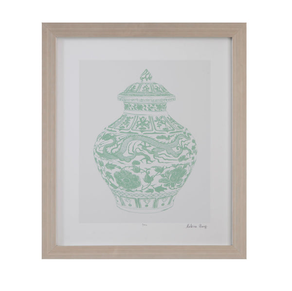 Basset Mirror Mint Limited Edition Framed Print On Fine Art Cotton Rag Paper - Perfect For Home Décor! Green Wood Frame,Clear Glass 9902-264b