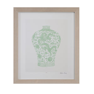 Basset Mirror Mint Limited Edition Framed Print On Fine Art Cotton Rag Paper - Perfect For Home Décor! Green Wood Frame,Clear Glass 9902-264e