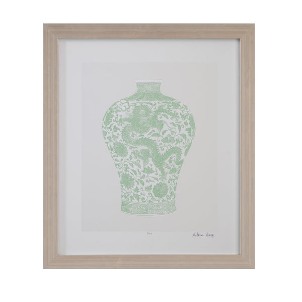 Basset Mirror Mint Limited Edition Framed Print On Fine Art Cotton Rag Paper - Perfect For Home Décor! Green Wood Frame,Clear Glass 9902-264e
