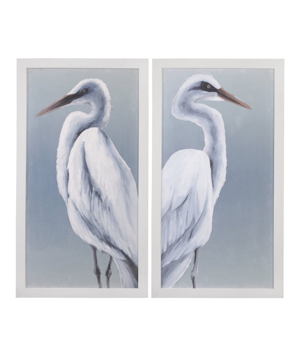 Basset Mirror Herald In Mist Framed Print Set Of 2 - Textured Canvas Effect With Elegant White Matte Frame White Wood Frame,Clear Glass 9902-278-000