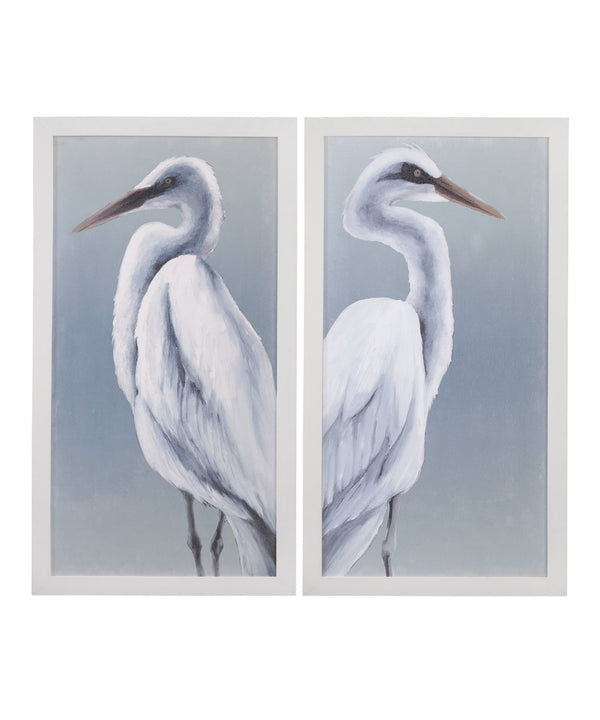 Basset Mirror Herald In Mist Framed Print Set Of 2 - Textured Canvas Effect With Elegant White Matte Frame White Wood Frame,Clear Glass 9902-278-000