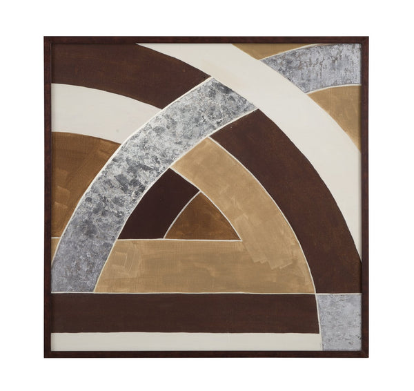 Basset Mirror Neutral Framed Print In Dark Walnut - Stunning Geometry Ii Artwork For Modern Home Decor Brown Wood Frame,Clear Glass 9902-289b