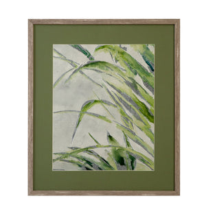 Basset Mirror Green Framed Art Print Of Limited Edition Palm Design On Fine Cotton Rag Paper - Perfect Decor! Green Wood Frame,Clear Glass 9902-291a