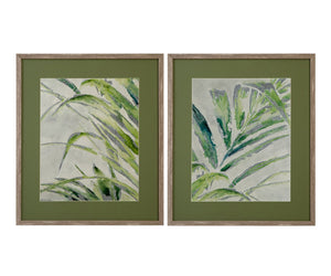 Basset Mirror Green Framed Art Print Of Limited Edition Palm Design On Fine Cotton Rag Paper - Perfect Decor! Green Wood Frame,Clear Glass 9902-291b