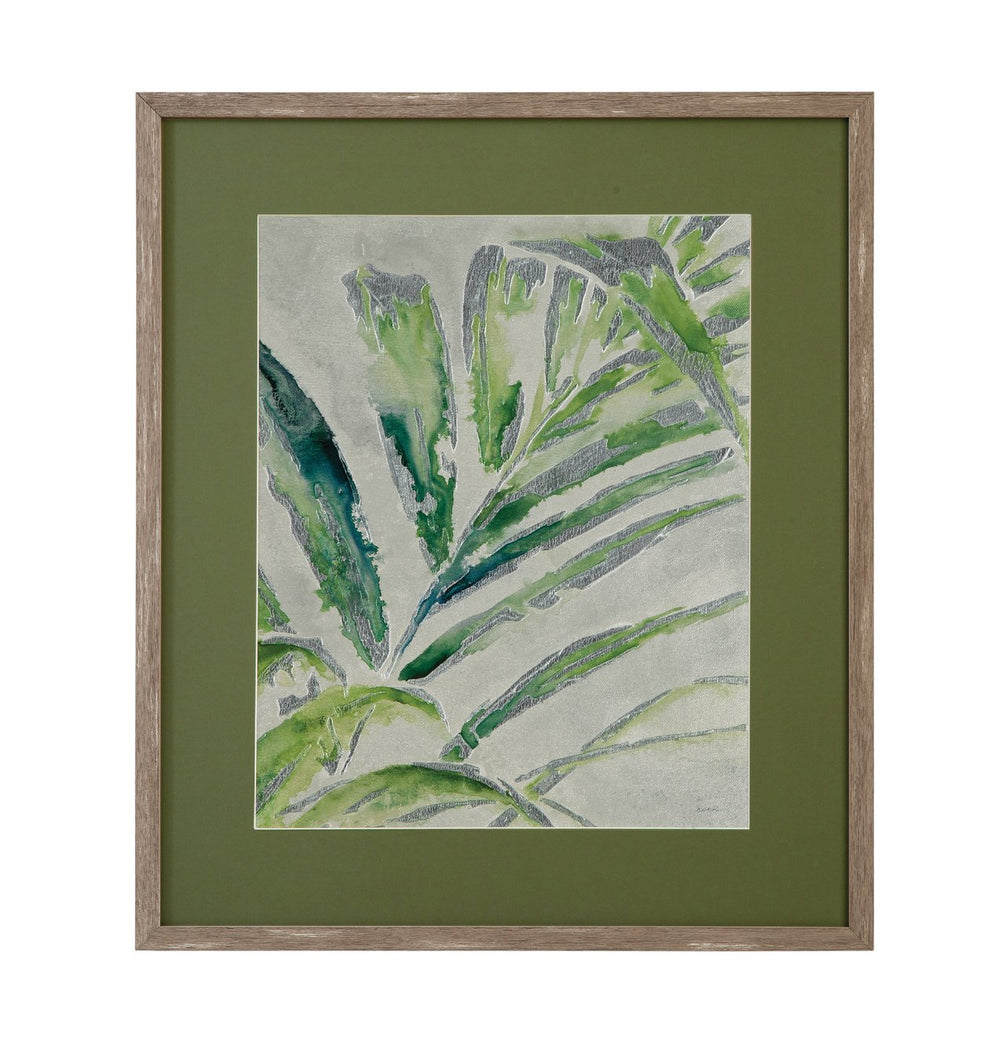 Basset Mirror Green Framed Art Print Of Limited Edition Palm Design On Fine Cotton Rag Paper - Perfect Decor! Green Wood Frame,Clear Glass 9902-291b