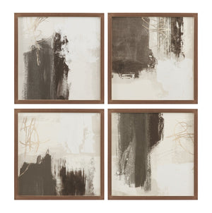 Basset Mirror Neutral Strokes Iv Framed Print - Elegant Artwork With Dark Walnut Frame And Carbon Black Matboard Cream Wood,Glass,Paper,Foam Core 9902-300a