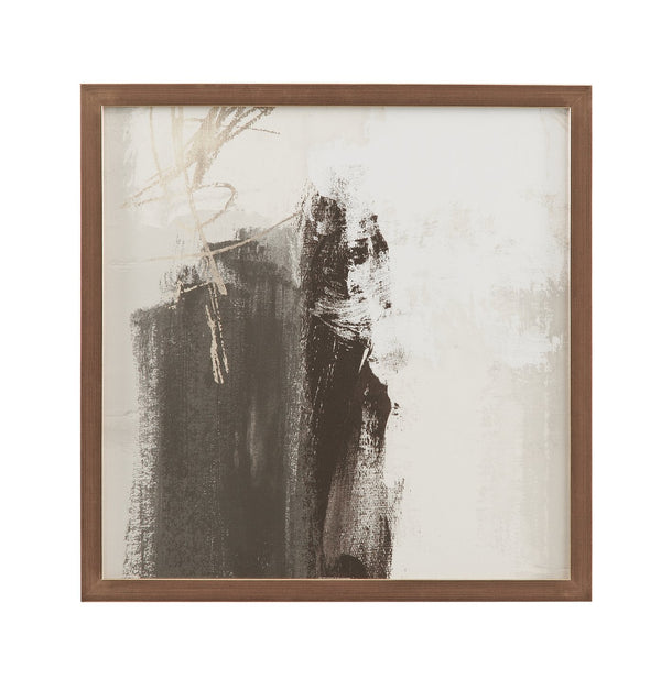 Basset Mirror Neutral Strokes Iv Framed Print - Elegant Artwork With Dark Walnut Frame And Carbon Black Matboard Cream Wood,Glass,Paper,Foam Core 9902-300a