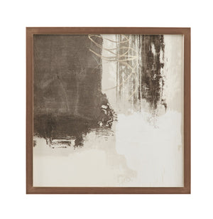 Basset Mirror Neutral Strokes Iv Framed Print - Elegant Artwork With Dark Walnut Frame And Carbon Black Matboard Cream Wood,Glass,Paper,Foam Core 9902-300b