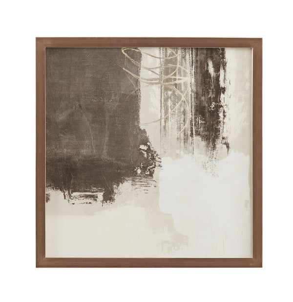 Basset Mirror Neutral Strokes Iv Framed Print - Elegant Artwork With Dark Walnut Frame And Carbon Black Matboard Cream Wood,Glass,Paper,Foam Core 9902-300b