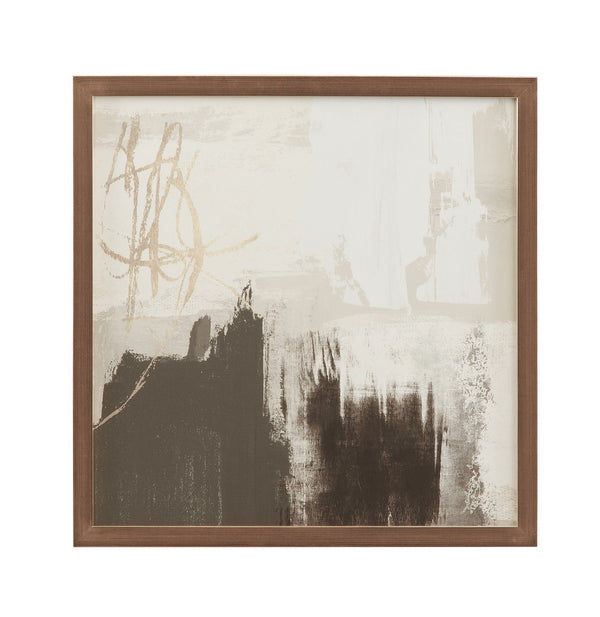 Basset Mirror Neutral Strokes Iv Framed Print - Elegant Artwork With Dark Walnut Frame And Carbon Black Matboard Cream Wood,Glass,Paper,Foam Core 9902-300c