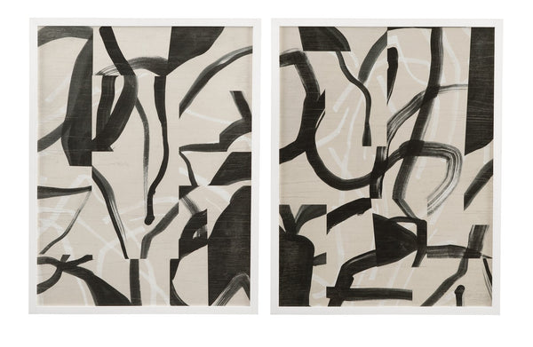 Basset Mirror Ink Framed Print - Artistic Maze Design In Elegant Matte White Frame For Modern Home Decor Gray Wood,Glass,Paper,Foam Core 9902-303a