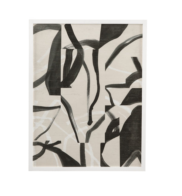 Basset Mirror Ink Framed Print - Artistic Maze Design In Elegant Matte White Frame For Modern Home Decor Gray Wood,Glass,Paper,Foam Core 9902-303a