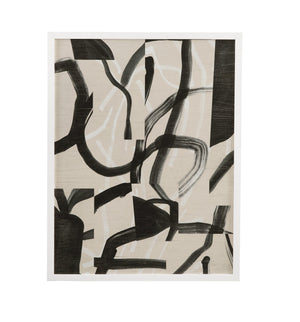 Basset Mirror Ink Framed Print - Artistic Maze Design In Elegant Matte White Frame For Modern Home Decor Gray Wood,Glass,Paper,Foam Core 9902-303b