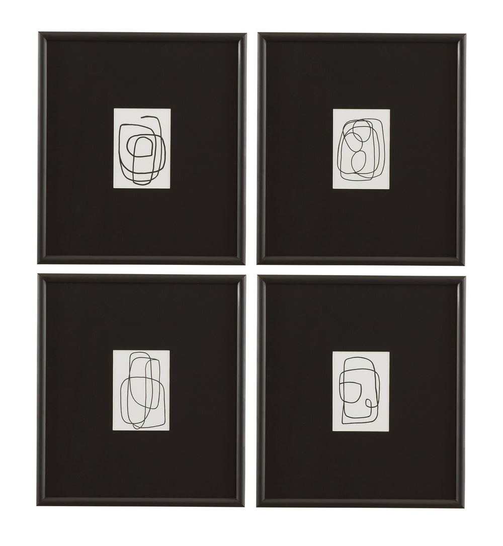 Basset Mirror Form Study Framed Print Set Of 4 - Elegant Matte Black Frames With Textured Black Matboard Finish Black Wood,Glass,Paper,Foam Core 9902-305-000