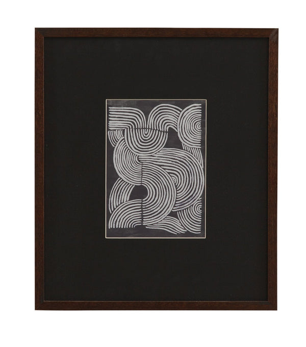 Basset Mirror Neutral Strokes Iv Framed Print - Elegant Artwork With Dark Walnut Frame And Carbon Black Matboard Black Wood,Glass,Paper,Foam Core 9902-314a