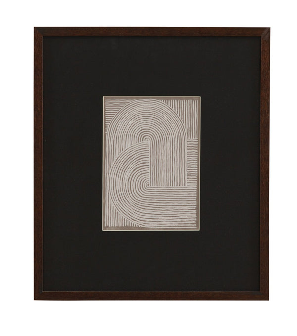 Basset Mirror Neutral Strokes Iv Framed Print - Elegant Artwork With Dark Walnut Frame And Carbon Black Matboard Black Wood,Glass,Paper,Foam Core 9902-314e