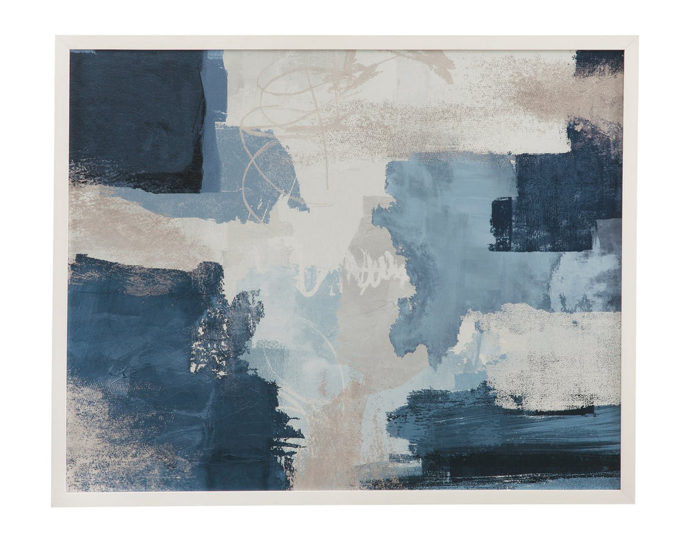 Basset Mirror Blue Construction Framed Print - Elegant 1-3/16" Matte White Frame Perfect For Modern Home Decor Blue Wood,Glass,Paper,Foam Core 9902-319