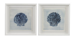 Basset Mirror Blue Framed Print Of Oceanic Inspiration With Matte White Molding And Pacific Blue Accents Blue Wood,Glass,Paper,Foam Core 9902-322b